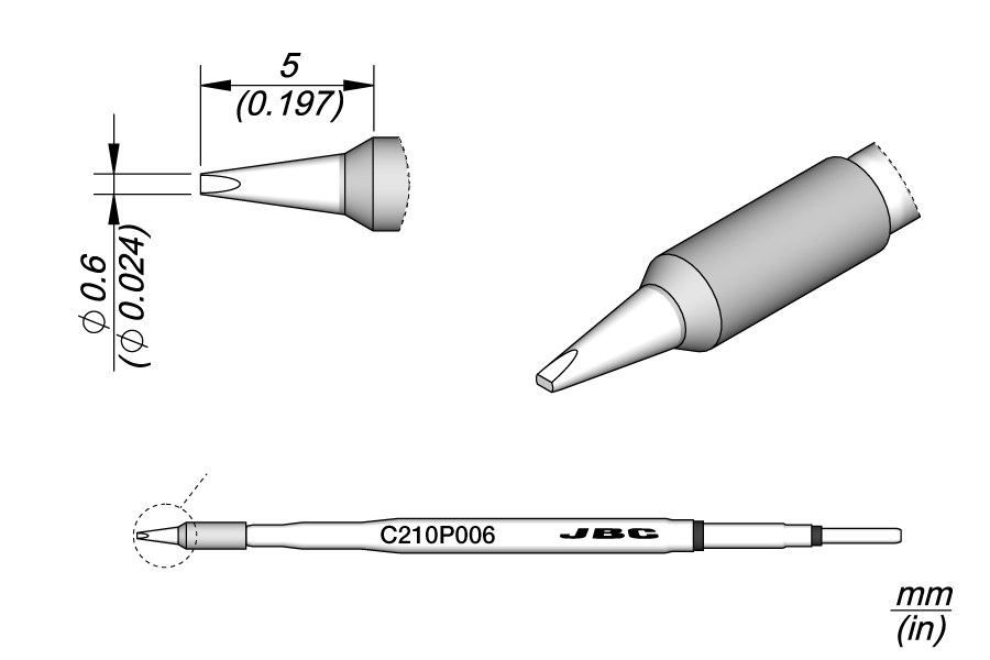 C210P006 - Chisel Cartridge 0.6 x 0.3